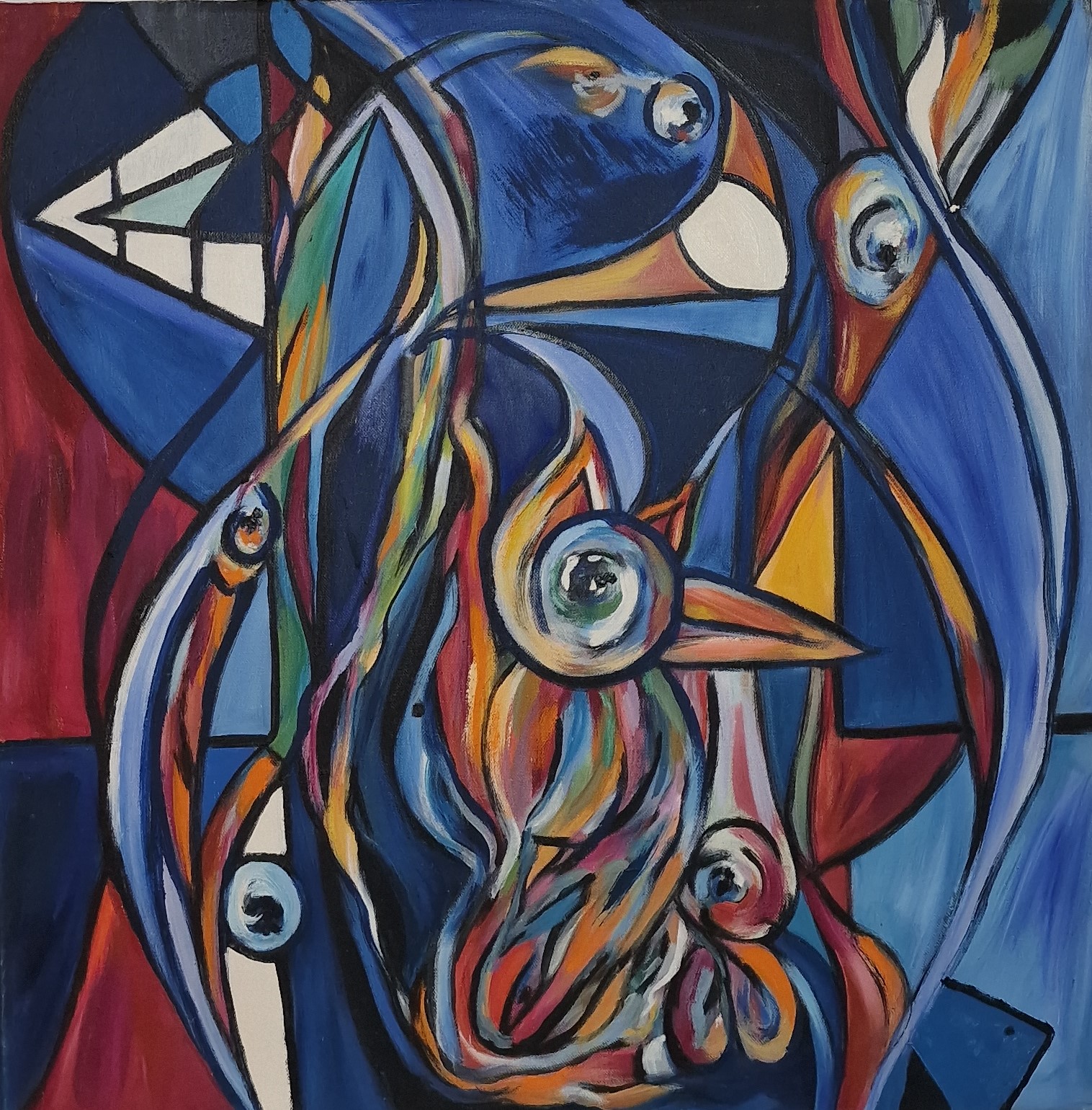 Blå hval 60x60cm